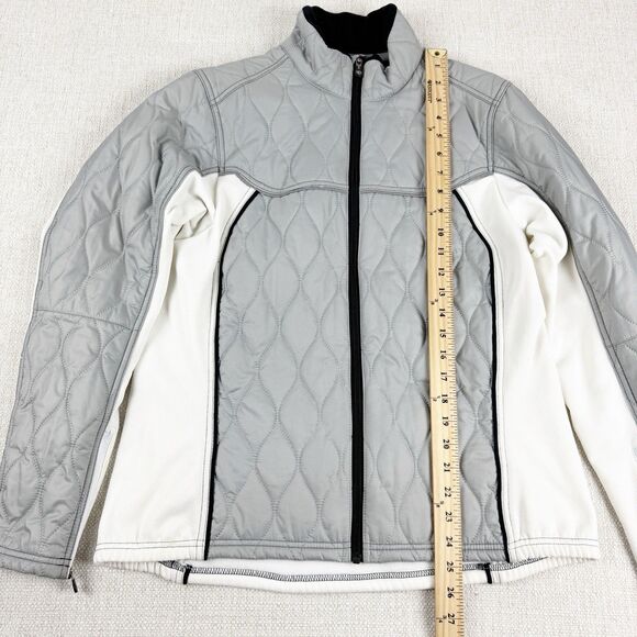 Pearl Izumi Women's Quilted Jacket Gray Cycling Full Zip Up Fleece Jacket XL - Picture 15 of 16